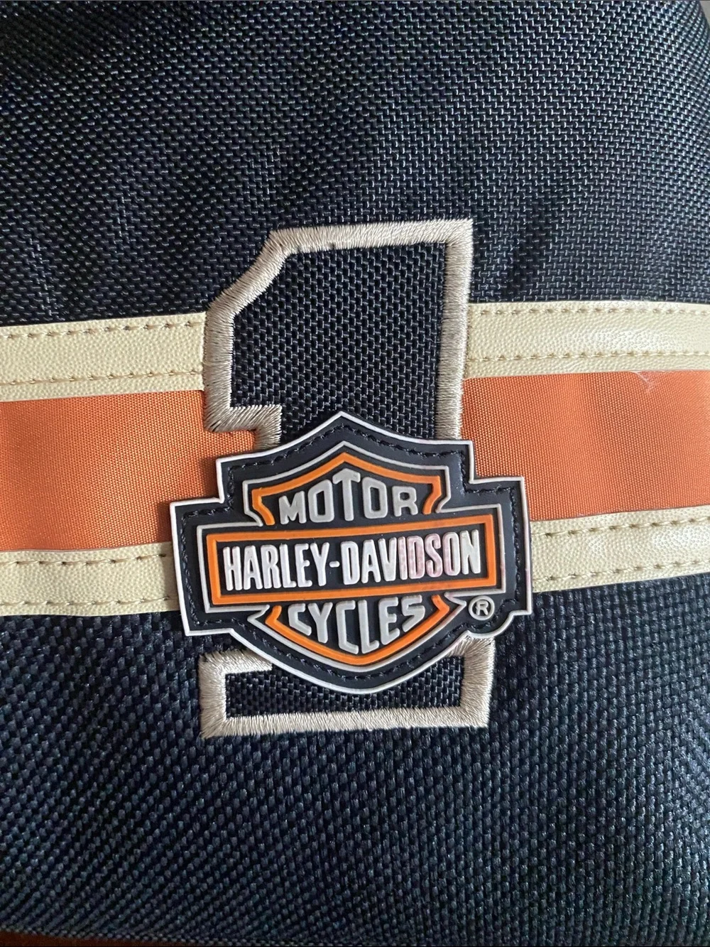 Harley-Davidson Black Tote with Orange and Cream Stripe and Logo Patch - Picture 6 of 11